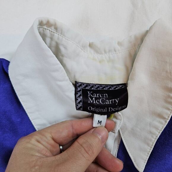 Karen McCarty Vintage 90's microfiber purple and green cowboy shirt, size M - Picture 2 of 6